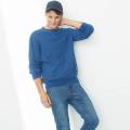 Herren Mode Cotton Indigo Langarmpullover Sweatshirts