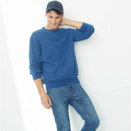 Mens Fashion Cotton Indigo Long Sleeve Pullover Sweatshirts