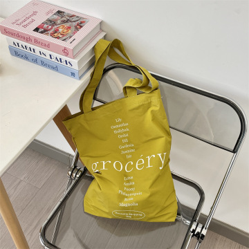 Yellow Vintage Canvas Tote Bag With Zipper Pocket