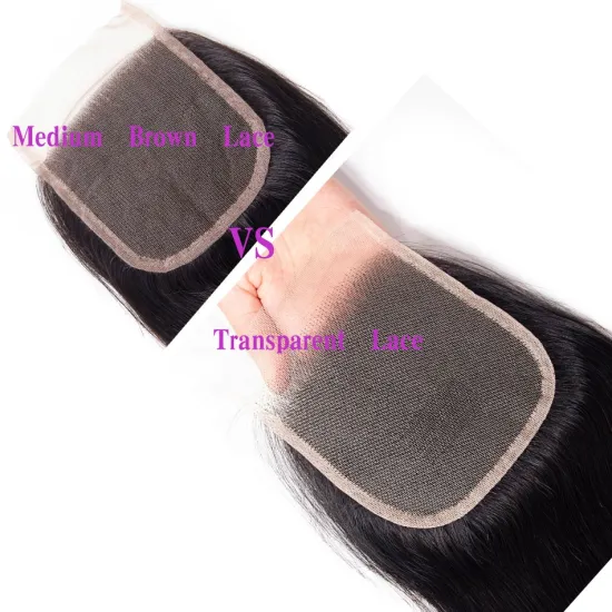100% Brazilian Virgin Cuticle Aligned Human Hair Straight 4x4 Transparent Swiss Silk Base Transparent  Lace Closure