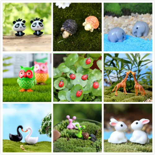 Animals Rabbit Duck Miniatures Figurines Mini Craft Figurine Plant Pot Garden Ornament Miniature Fairy Garden Decor DIY Supply