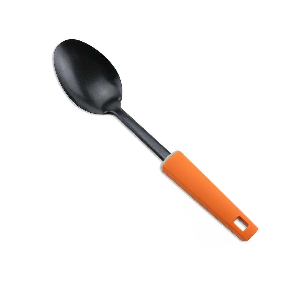 Cucchiaio solido per pittura in acciaio inox con manico in colore arancione