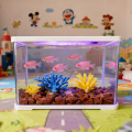 Acuario de plástico transparente para escritorio con marco blanco