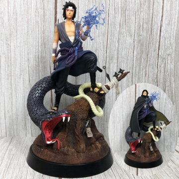 Naruto Sasuke Snake Statue PVC Action Figures Toys 320mm Naruto Shippuden Anime Uchiha Sasuke Head Changing Figurine Model Toy