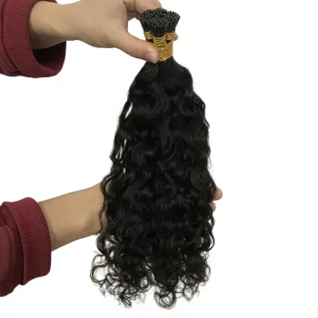 1G/Strand Water Wave Pre Bonded Hair Extension,  Double Drawn 100% temple indian Curly Raw Virgin I Tip Human Hair Extensions