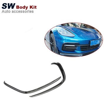 2PCS Carbon Fiber Front Bumper Fins Spoilers for Porsche Panamera 971 2017-2020