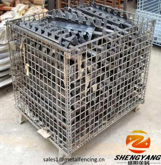 Saving space folding wheels portable supermarket show containers loading capacity 250-2500kg steel pallets industrial containers