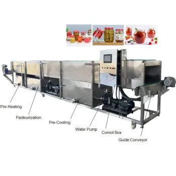 Food Pasteurization Line: Glass Jars, Cans, Pickles, Vegetables, Soft Drinks, and Fruit Juices