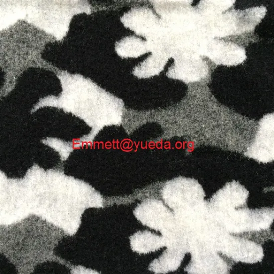 black white grey melange flowers floral jcquard pattern woolen knit fabric