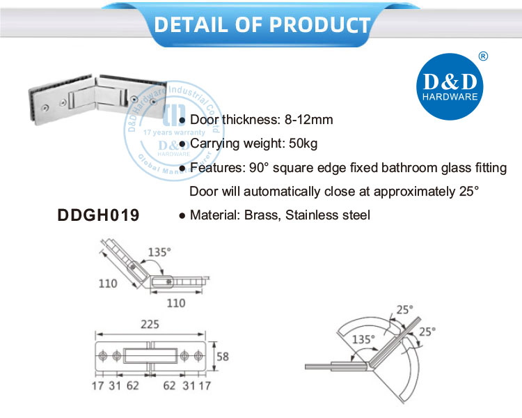 shower glass hinges