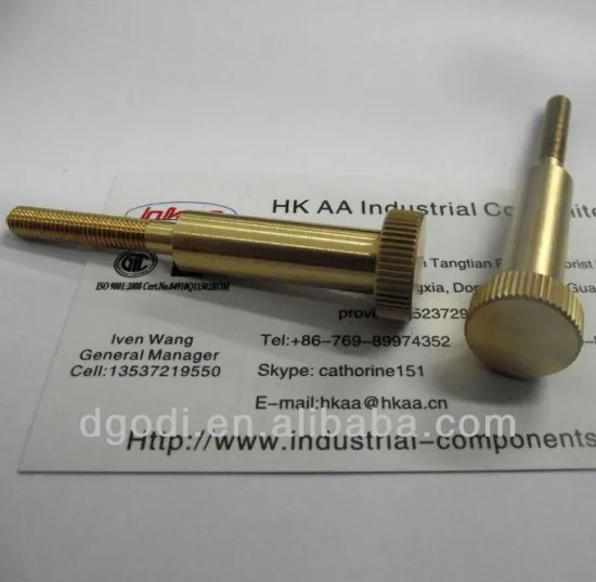 brass knurled flat head shoulder bolt screw