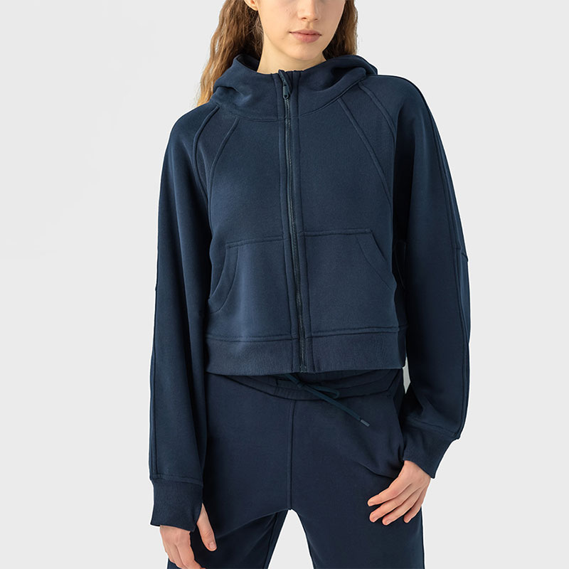 Winter Frauen Reißverschluss mit Kapuze Sportjacke