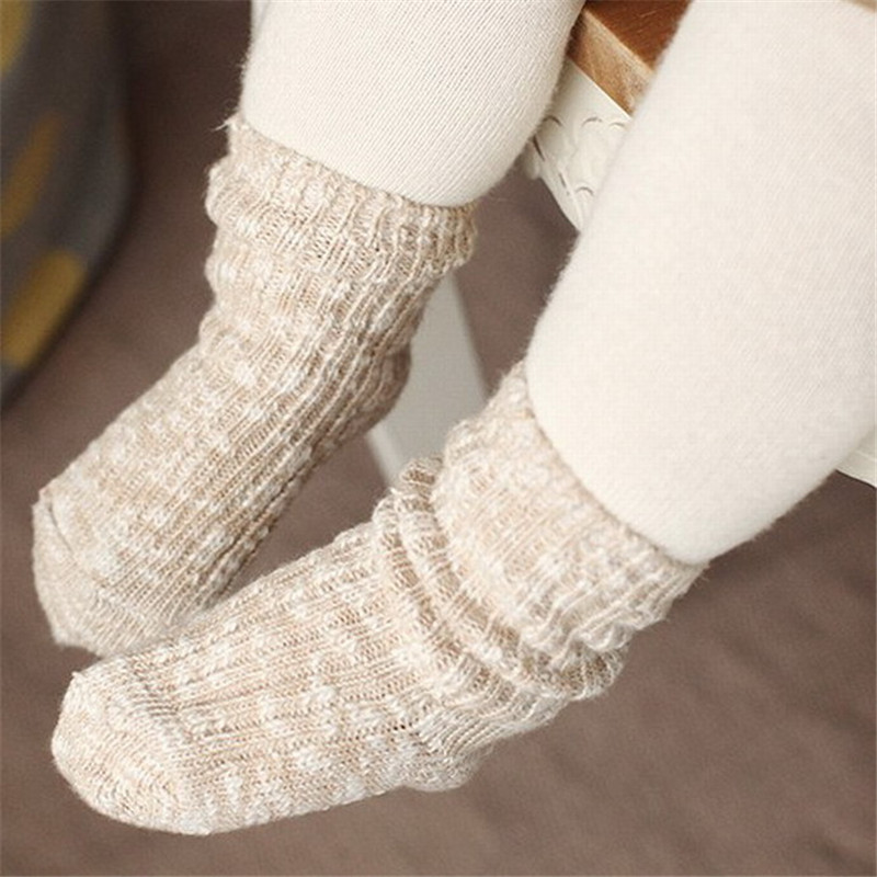 Solid Color Thicken Baby Childrens Boys Girls Cotton Socks Soft Newborn Toddler Infant Kids Non Slip Fashion Autumn Winter Socks