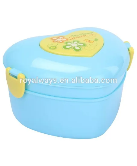 Lunch Box With Spoon And Fork Heart Shape - Blue