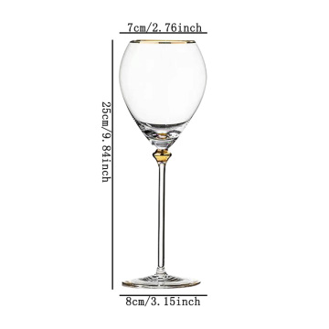 Factory Wholesale Modern Luxury Hand Blown Lead-Free Crystal Red Wine Glasses With Gold Rim