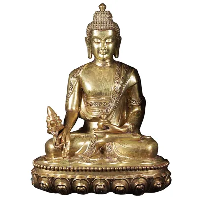 Antique metal life-size Buddha thai bronze statues