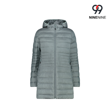 Chaqueta acolchada larga melange para mujer