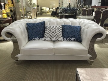 2015 newest white genuine leather sofa designs for living room furniture SF065