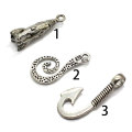 Good Quality 25MM 26MM 31MM Large Fish Hook Pendants Antique Silver Color Fish Hook Charms Jewelry Making Supplier