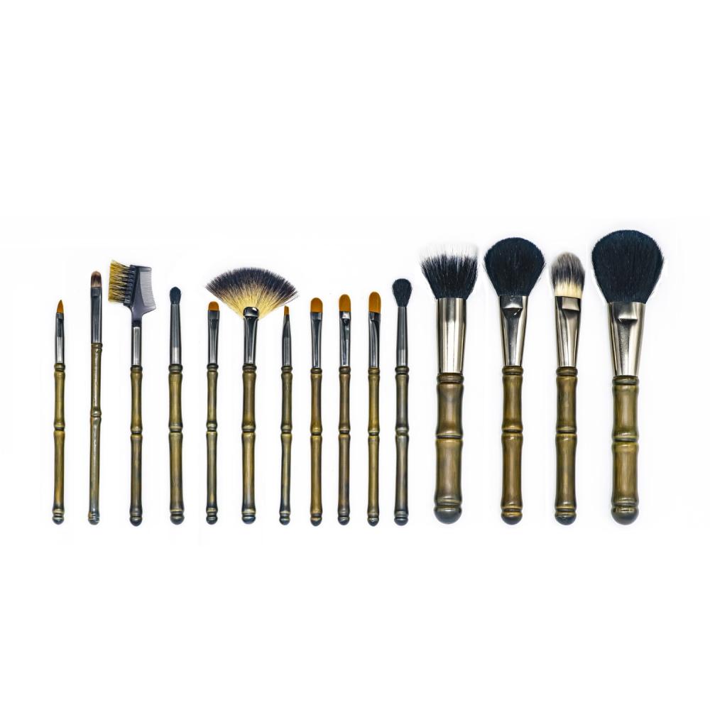 15 pcs Natural Bamboo Handle Makeup Brush Set