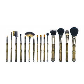 15 pc&#39;s natuurlijke bamboe -handgreep make -up borstelset