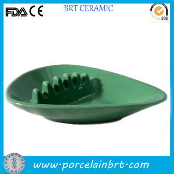 Ceramic green leaf custom made ashtray