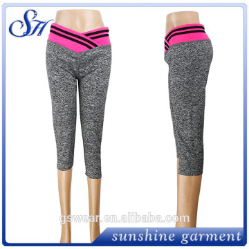 latest design fittness womens sexy yoga capric pants X waist stitching
