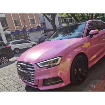 Vinilo de automóvil rosa láser holográfico brillante