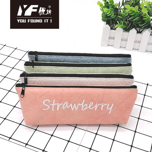 Cute Pencil Cases Custom simple solid color embroidery washable pencil case Manufactory