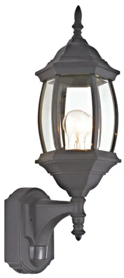 Black Color Outdoor Motion Sensor Light Fixtures Ip60 Aluminium + Glass