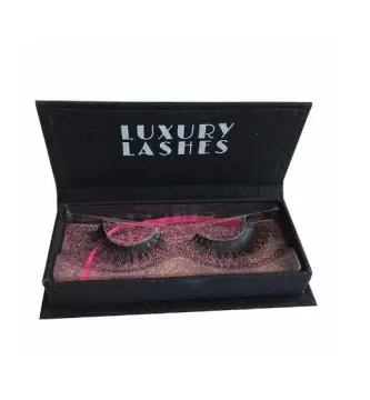 Black with Pink Glitter Eyelashes Paper Box