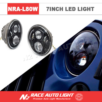 Lifetime Warranty Dot 2015 Best 7" Halo Headlight LED 80w with Angel Eye for Automotive