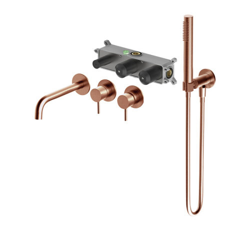 Gold Wall Mount Roman Tub Faucet With Sprayer