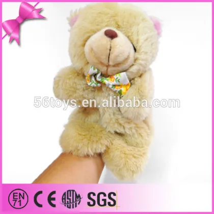 with a bow Teddy bear plush puppet toys soft plush