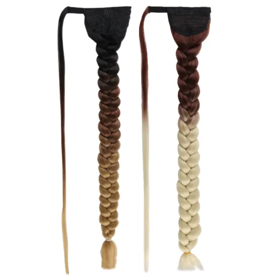 Wholesale 30 32 34 36 38 40 Synthetic Ponytail Hair Extension Wrap Synthetic Jumbo Braided Ponytails Extensions