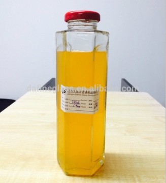 12oz 350ml hexagonal glass fruit juice glass bottle