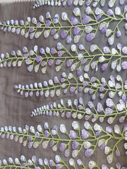 Multi -color mesh wisteria flower embriodery fabric