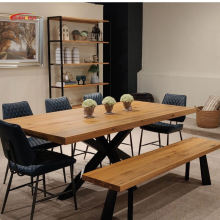 solid wood table 120 length restaurant Living Room table MDF with metal legs Factory