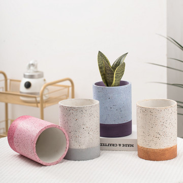 Creative Colored Cement Flower Pots: Enhancing Your Home Garden with Unique Cylindrical Planters and Mini Bonsai Pots