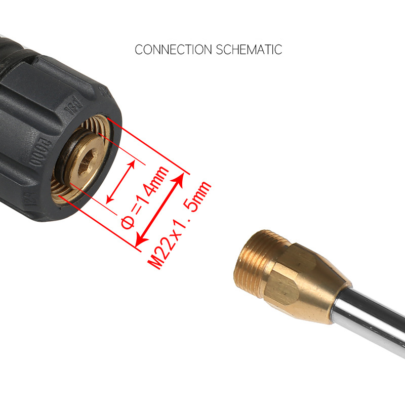 M22 erkek konnektörlü yüksek basınçlı yıkama mızrak değirmesi ve 1/4 hızlı serbest bırakma konnektörü soketi dişi