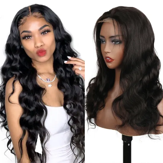 Unprocessed 5X5 Body Wave Raw Indian Virgin Cuticle Aligned Human Hair HD Lace Front Wig Wholesale Full Lace Frontal Closure Wig