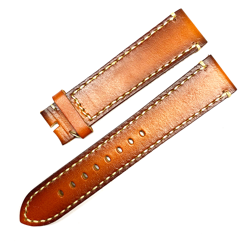 Vintage Gradient Color Leather Watch Strap With Buckle