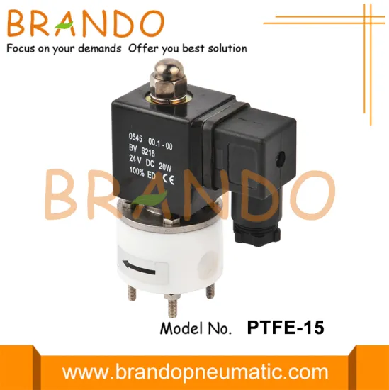1/2'' PTFE Body Anti-Corrosion Solenoid Valve 220V 24V