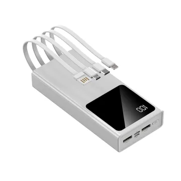 Super Portable Power Bank with Large Capacity and Built-in Cables, 20000mAh