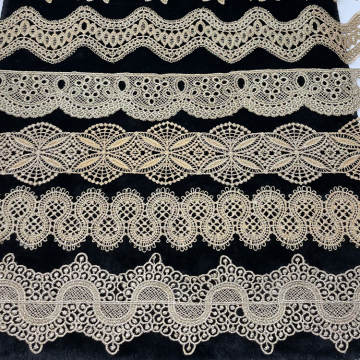 Top Quality Luxury Water-Soluble Lace Border Trim Polyester Wedding Lace
