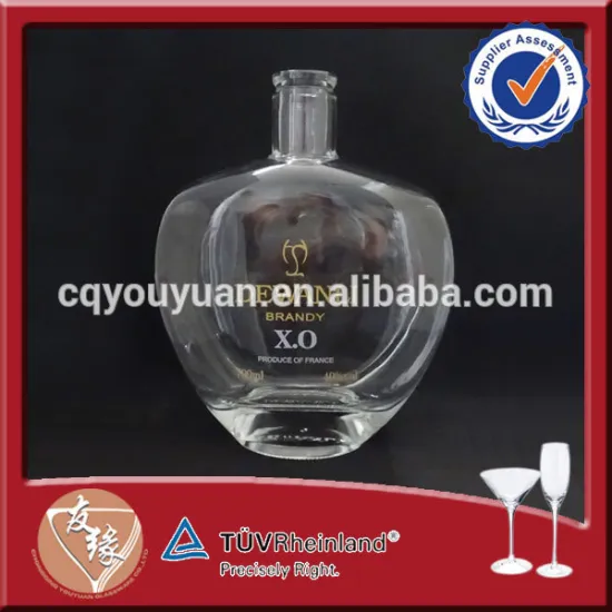 100% food grade glass material xo personalized liquor bottle