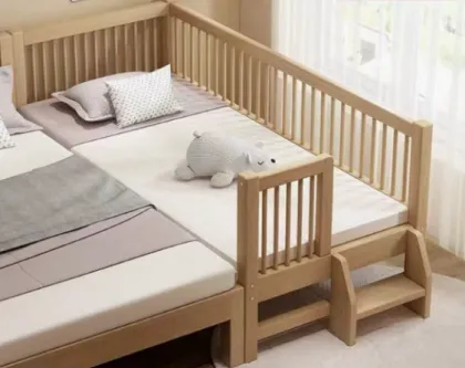 Modern Spliced Solid Wood Bed for Children - Large Size