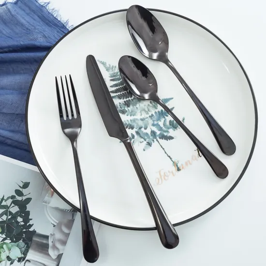 High quality Black Plated Cutlery Flatware Sets