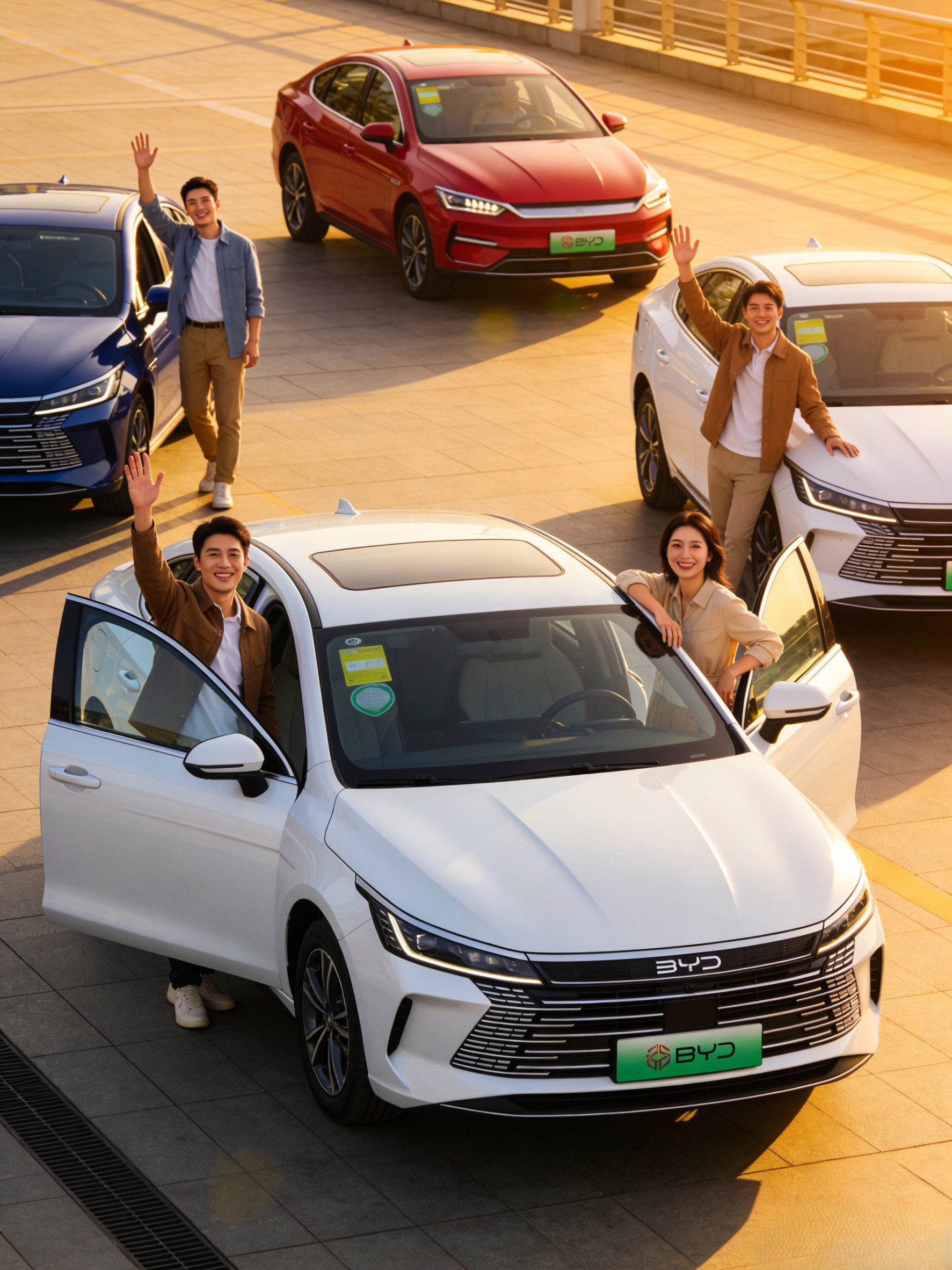Happy customers with their BYD vehicles