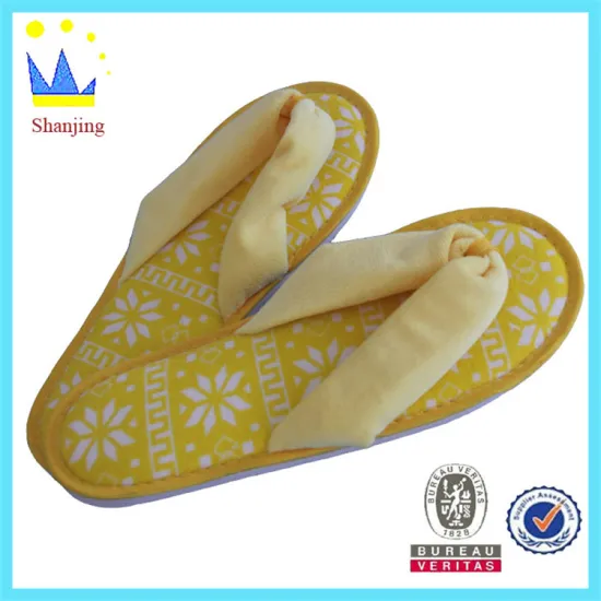 personalized cheap yellow disposable guest flip flop home shoe